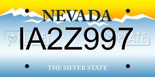 IA2Z997 Nevada License Plate
