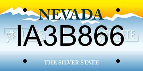 IA3B866 Nevada License Plate