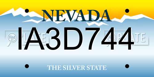 IA3D744 Nevada License Plate