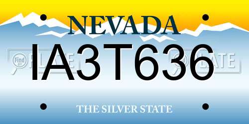 IA3T636 Nevada License Plate
