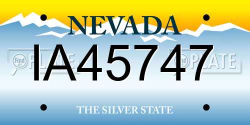 IA45747 Nevada License Plate