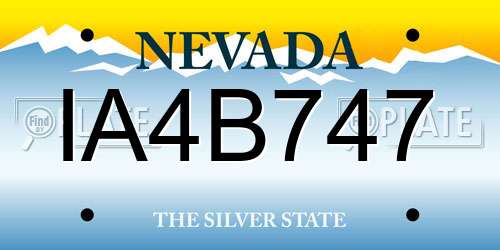 IA4B747 Nevada License Plate