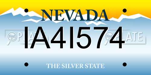 IA4I574 Nevada License Plate