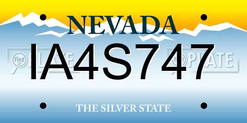 IA4S747 Nevada License Plate