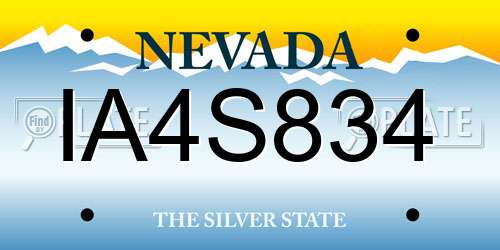 IA4S834 Nevada License Plate