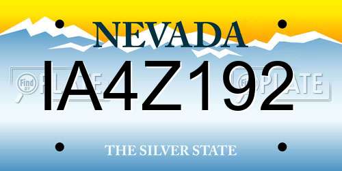 IA4Z192 Nevada License Plate