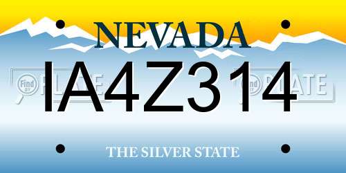 IA4Z314 Nevada License Plate