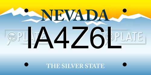 IA4Z6L Nevada License Plate