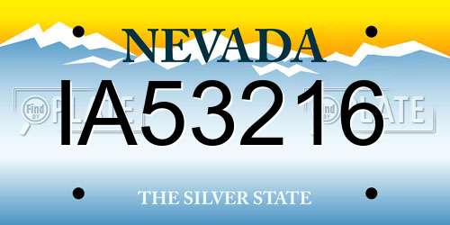 IA53216 Nevada License Plate