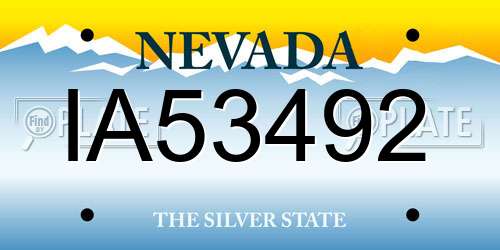 IA53492 Nevada License Plate