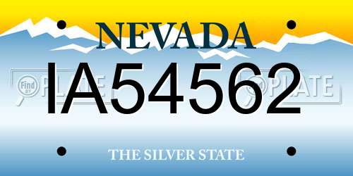 IA54562 Nevada License Plate
