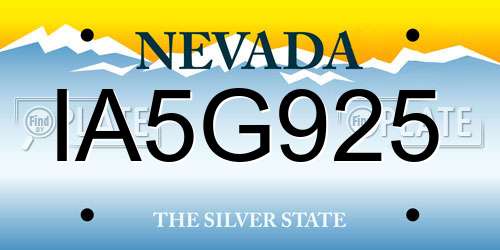 IA5G925 Nevada License Plate