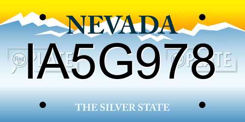 IA5G978 Nevada License Plate