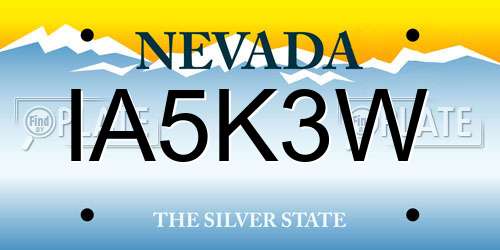 IA5K3W Nevada License Plate