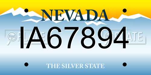 IA67894 Nevada License Plate