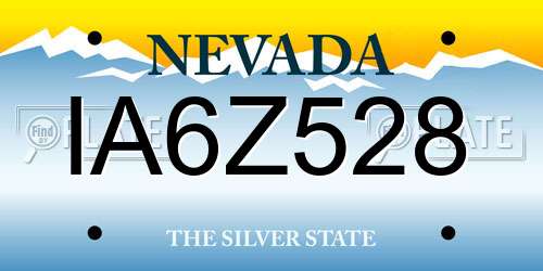 IA6Z528 Nevada License Plate