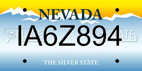 IA6Z894 Nevada License Plate