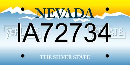 IA72734 Nevada License Plate