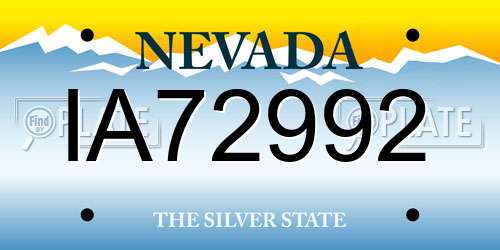 IA72992 Nevada License Plate