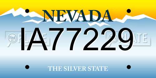 IA77229 Nevada License Plate