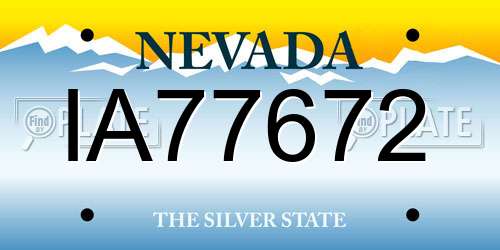 IA77672 Nevada License Plate