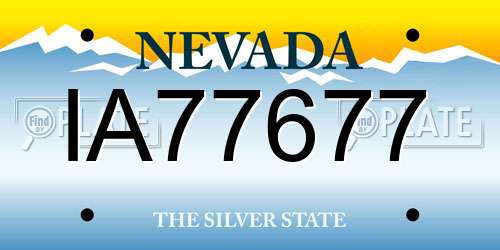 IA77677 Nevada License Plate
