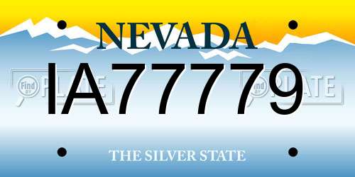 IA77779 Nevada License Plate