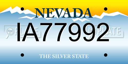 IA77992 Nevada License Plate