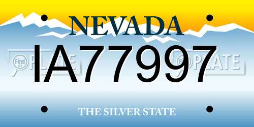 IA77997 Nevada License Plate