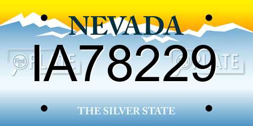IA78229 Nevada License Plate