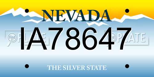 IA78647 Nevada License Plate