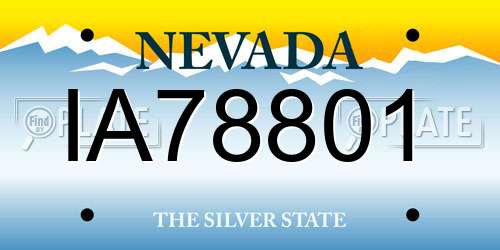 IA78801 Nevada License Plate