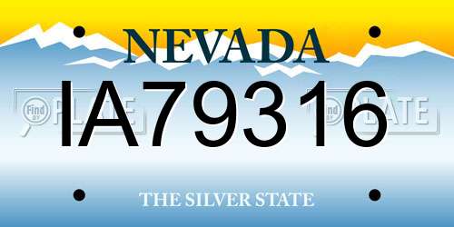 IA79316 Nevada License Plate