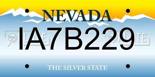 IA7B229 Nevada License Plate