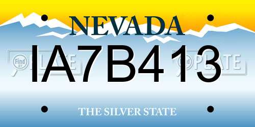 IA7B413 Nevada License Plate