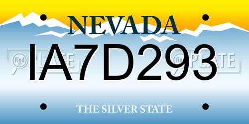 IA7D293 Nevada License Plate