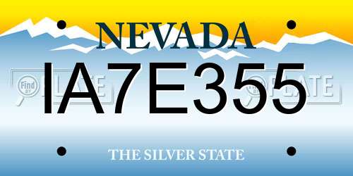 IA7E355 Nevada License Plate