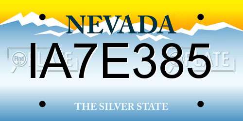 IA7E385 Nevada License Plate