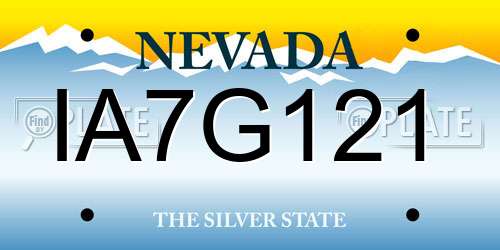 IA7G121 Nevada License Plate