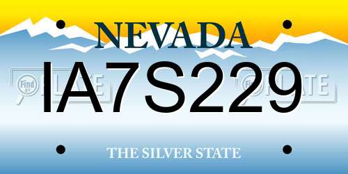 IA7S229 Nevada License Plate