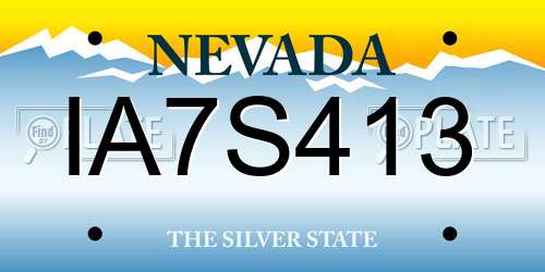 IA7S413 Nevada License Plate