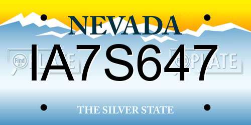 IA7S647 Nevada License Plate