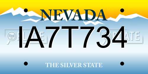 IA7T734 Nevada License Plate