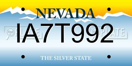 IA7T992 Nevada License Plate