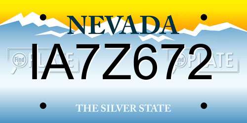 IA7Z672 Nevada License Plate