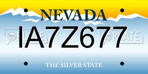IA7Z677 Nevada License Plate