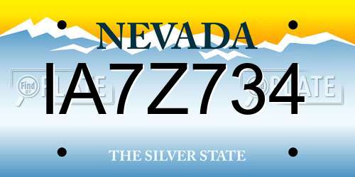 IA7Z734 Nevada License Plate