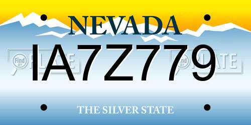 IA7Z779 Nevada License Plate