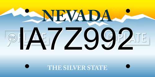 IA7Z992 Nevada License Plate