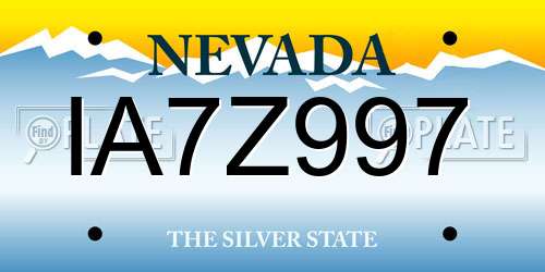 IA7Z997 Nevada License Plate